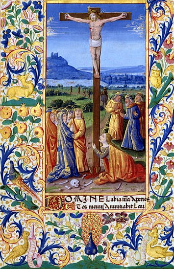 Ms Lat. Q.v.I.126 f.84v The Crucifixion, from the ''Book of Hours of Louis d''Orleans'' de Jean Colombe