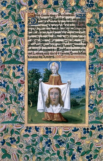 Ms Lat. Q.v.I.126 f.90v St. Veronica, from the ''Book of Hours of Louis d''Orleans'' de Jean Colombe