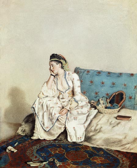Lady with oriental dress on a Divan de Jean-Étienne Liotard