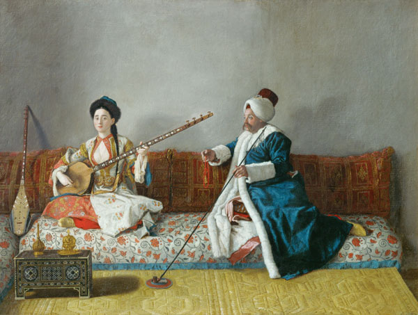 Monsieur Levett and Mademoiselle Helene Glavany in Turkish Costumes de Jean-Étienne Liotard
