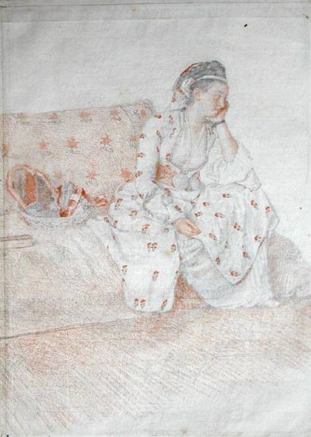 The Countess of Coventry in Turkish Costume (red chalk & pencil on paper) de Jean-Étienne Liotard
