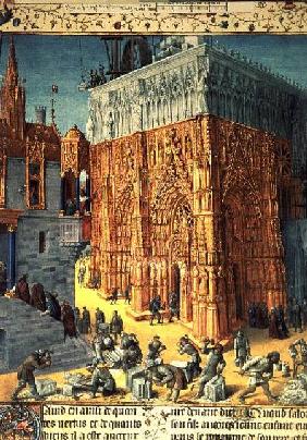 Building of the Temple of Jerusalem from an illuminated French translation of the original manuscrip