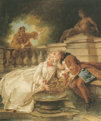the rendezvous at the fountain or the warning de Jean François de Troy