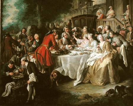 The Hunt Lunch, detail of the diners de Jean François de Troy
