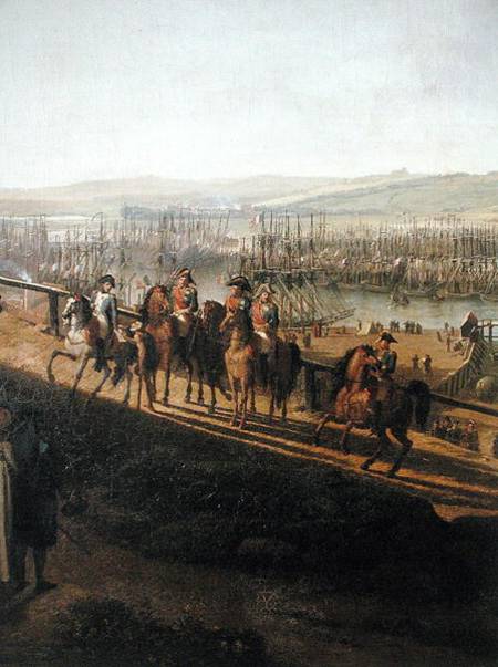 Napoleon Bonaparte (1769-1821) Visiting the Camp at Boulogne in July 1804, detail of Napoleon and th de Jean-Francois Hue