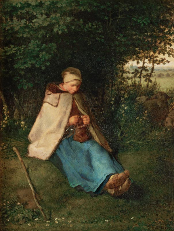 The Knitter or, The Seated Shepherdess de Jean-François Millet