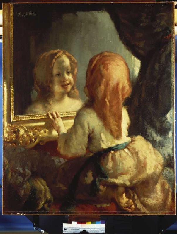 Antoinette Herbert looks at himself in the mirror de Jean-François Millet