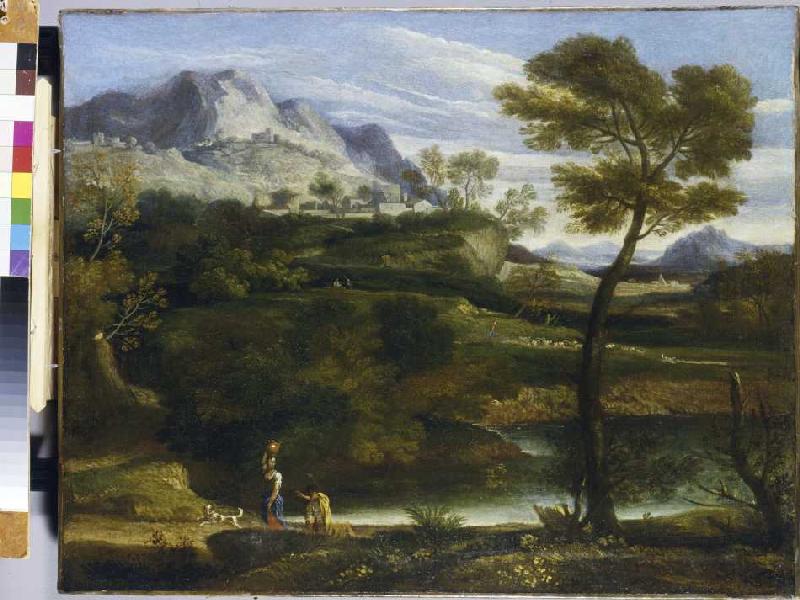 Berglandschaft mit Wasserträgerin de Jean-François Millet