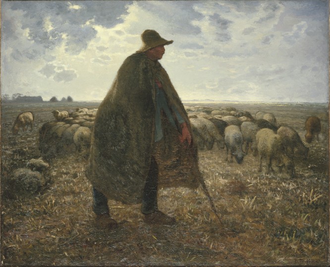 Shepherd Tending His Flock de Jean-François Millet