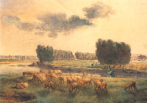 Landscape with sheep de Jean-François Millet