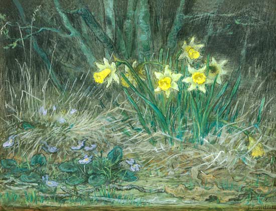 Narcisos y violetas de Jean-François Millet
