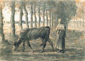Mujer con una vaca