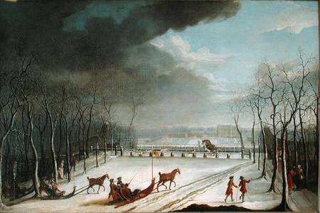 The Prince of Conde Hunting in a Sleigh in 1767 de Jean Francois Perdrix