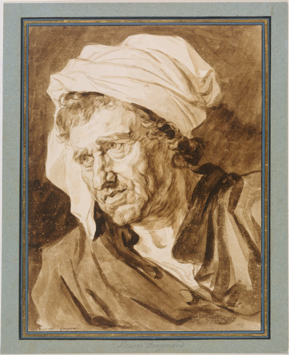 Kopf eines Mannes mit weißem Turban de Jean-Honoré Fragonard