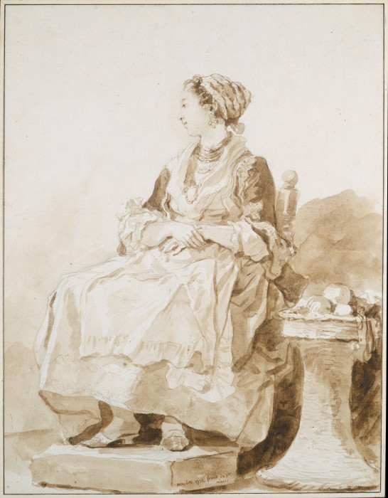 Neapolitan Woman, sitting outside de Jean-Honoré Fragonard
