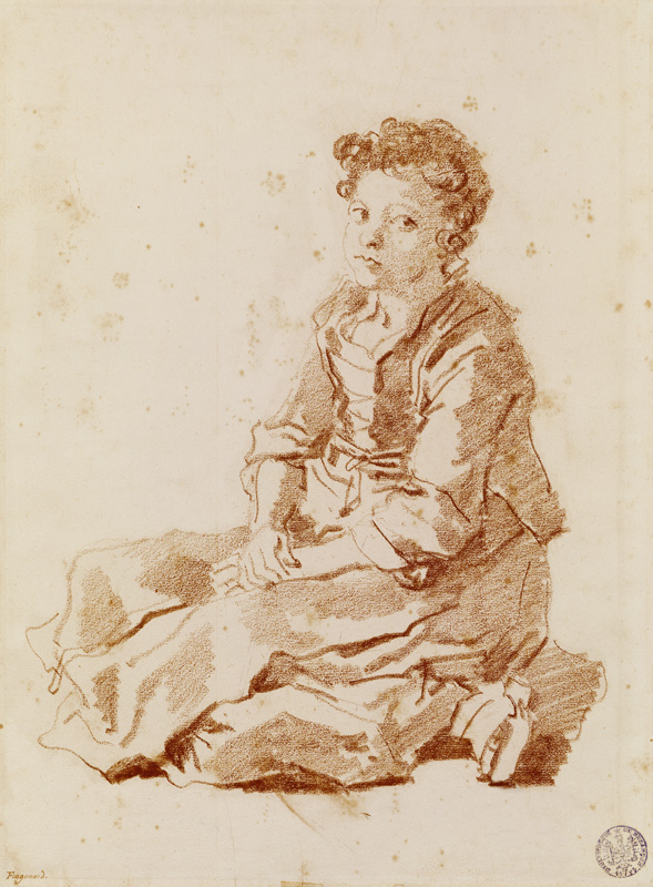 Small girl sitting on the ground de Jean Honoré Fragonard