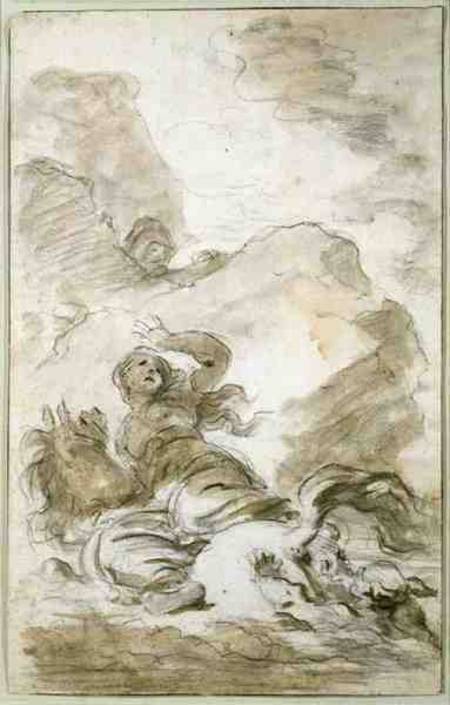 Angelica reaches the Shore Where the Hermit Lies in Wait (chalk, pen de Jean Honoré Fragonard