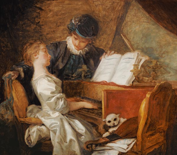 La lección de piano de Jean Honoré Fragonard