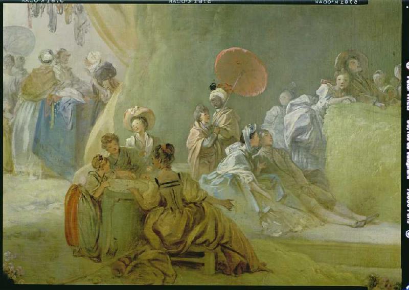 The feast in the park of St. Cloud. Detail: Group de Jean Honoré Fragonard