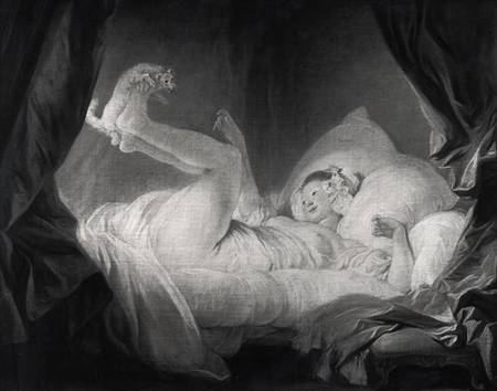 La Gimblette or Young Girl Making her Dog Dance on her Bed de Jean Honoré Fragonard