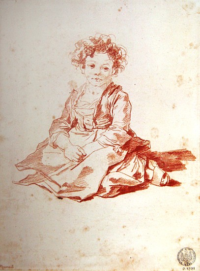 Small girl sitting on the ground de Jean Honoré Fragonard