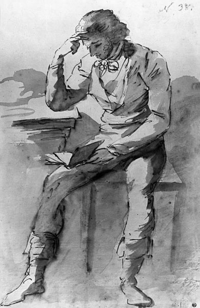 The Reader (ink & wash on paper) de Jean Honoré Fragonard
