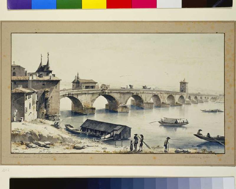 Ansicht der Rhone-Brücke in Lyon de Jean Jacques de Boissieu