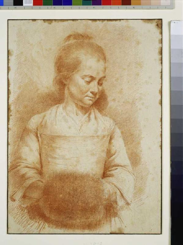 Halbfigur einer jungen Frau mit Muff. de Jean Jacques de Boissieu