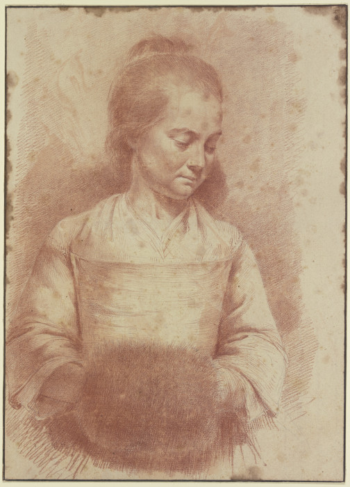 Half-Length Figure of a Young Woman with a Muff de Jean Jacques de Boissieu