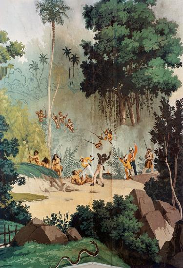 Kampf zwischen Indianern und Soldaten