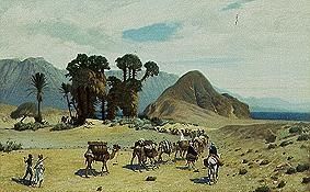 Camel caravan nearby the red sea. de Jean-Léon Gérome