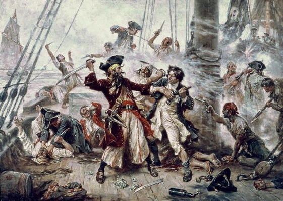 The Capture of the Pirate Blackbeard, 1718 de Jean Leon Jerome Ferris