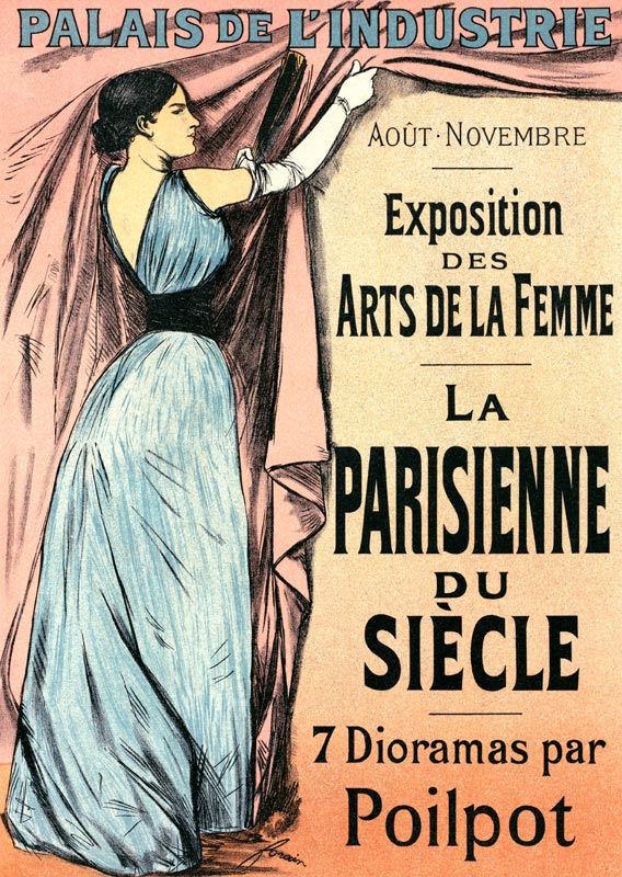 Reproduction of a poster advertising 'La Parisienne du Siecle' an exhibit of seven dioramas by Poilp de Jean Louis Forain