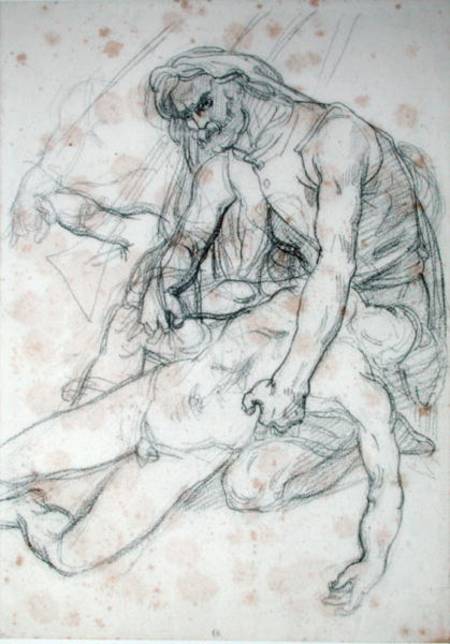 A Father Holding the Body of his Son, study for The Raft of the Medusa cil on de Jean Louis Théodore Géricault