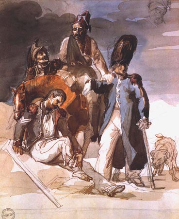 Wounded soldiers on the pillion from Russia de Jean Louis Théodore Géricault