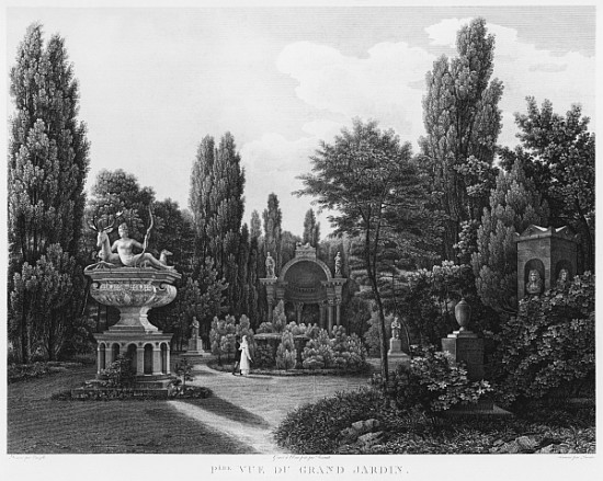 First view of the great garden, Musee des Monuments Francais, Paris, illustration from ''Vues pittor de Jean Lubin Vauzelle