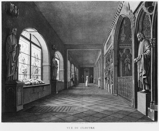 View of the cloister, Musee des Monuments Francais, Paris, illustration from ''Vues pittoresques et  de Jean Lubin Vauzelle