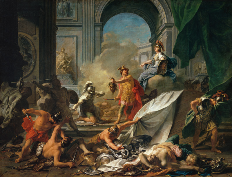 Perseus and Minerva let Phineus petrify by the Med de Jean Marc Nattier