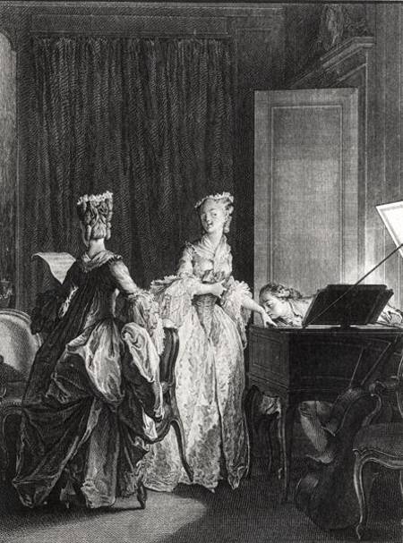 The Harpsichord, illustration from 'La Nouvelle-Heloise' de Jean Michel the Younger Moreau