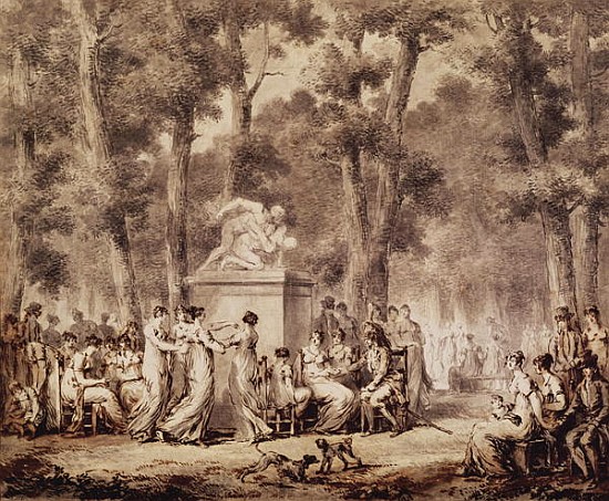 The Jardin des Tuileries in 1808 (pen & ink and bistre in paper) de Jean Pierre Norblin