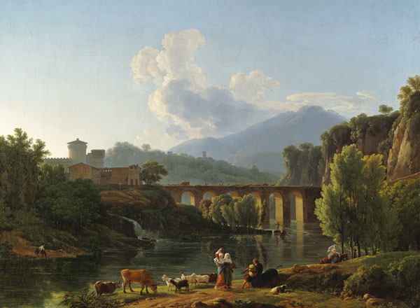 Roman landscape with bridge de Jean-Pierre-Xavier Bidauld