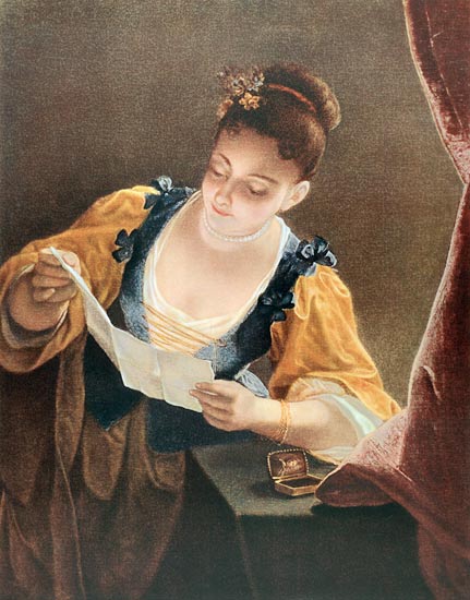 Young Woman Reading a Letter de Jean Raoux