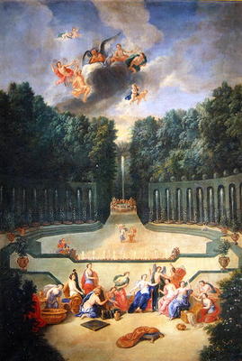 The Groves of Versailles. View of the Amphitheatre and the Water theatre with Venus surrounded by th de Jean the Younger Cotelle