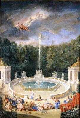 The Groves of Versailles. View of the Grove of Domes with nymphs decorating the chariot of Apollo wi de Jean the Younger Cotelle