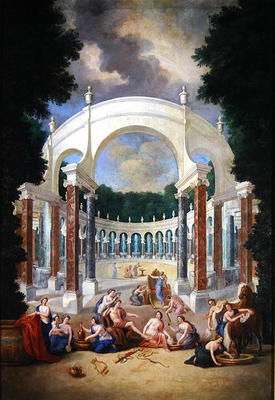 The Groves of Versailles. View of the Colonade with Apollo and the Nymphs (oil on canvas) de Jean the Younger Cotelle