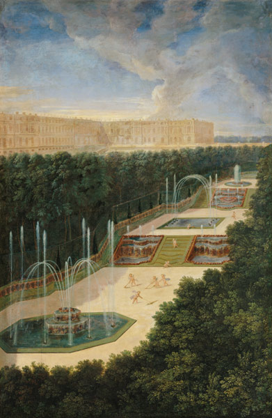 The Groves of Versailles, Perspective View of the Three Fountains with Cherubs Raking and Watering de Jean the Younger Cotelle