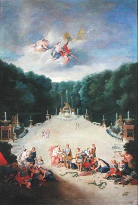 The Groves of Versailles. View of the Arc de Triomphe and France Triumphant with Nymphs Chaining Cap de Jean the Younger Cotelle