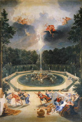 The Groves of the Versailles. View of the Fountain of Enceladus with the Feast of Lycaon (oil on can de Jean the Younger Cotelle