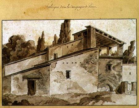 Factory in the Countryside Around Rome (pen & ink with sepia wash on paper) de Jean Thomas Thibault