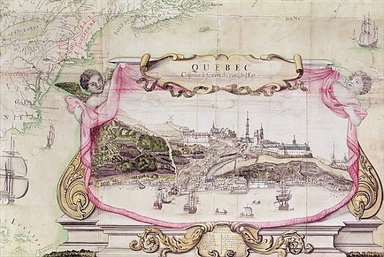 Cartouche of Quebec from ''Carte de l''Amerique Septentrionale'' de Jean Baptiste Louis Franquelin